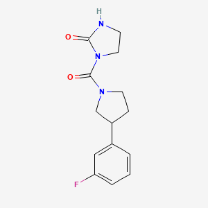 molecular formula C14H16FN3O2 B2505449 1-(3-(3-氟苯基)吡咯烷-1-羰基)咪唑烷-2-酮 CAS No. 2034458-52-9