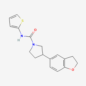 molecular formula C17H18N2O2S B2505452 3-(2,3-dihydro-1-benzofuran-5-yl)-N-(thiophen-2-yl)pyrrolidine-1-carboxamide CAS No. 2097899-83-5