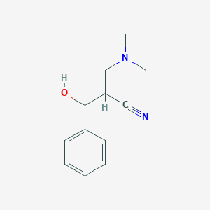 molecular formula C12H16N2O B2505456 2-[(Dimethylamino)methyl]-3-hydroxy-3-phenylpropanenitrile CAS No. 343776-88-5
