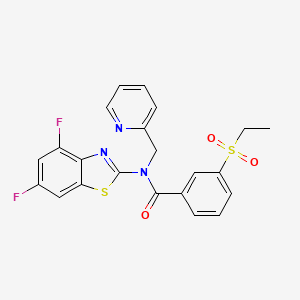 molecular formula C22H17F2N3O3S2 B2505459 N-(4,6-二氟苯并[d]噻唑-2-基)-3-(乙基磺酰基)-N-(吡啶-2-基甲基)苯甲酰胺 CAS No. 886944-22-5
