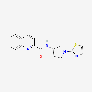 molecular formula C17H16N4OS B2505461 N-(1-(thiazol-2-yl)pyrrolidin-3-yl)quinoline-2-carboxamide CAS No. 1797320-88-7