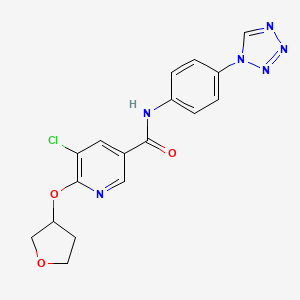 molecular formula C17H15ClN6O3 B2505477 N-(4-(1H-tetrazol-1-yl)phenyl)-5-chloro-6-((tetrahydrofuran-3-yl)oxy)nicotinamide CAS No. 1903012-51-0