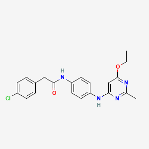 molecular formula C21H21ClN4O2 B2505487 2-(4-chlorophenyl)-N-(4-((6-ethoxy-2-methylpyrimidin-4-yl)amino)phenyl)acetamide CAS No. 946234-23-7