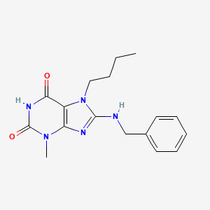 molecular formula C17H21N5O2 B2505494 8-(苄基氨基)-7-丁基-3-甲基-1H-嘌呤-2,6(3H,7H)-二酮 CAS No. 313531-03-2