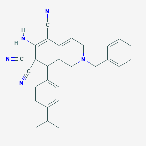 molecular formula C28H27N5 B250550 6-amino-2-benzyl-8-(4-isopropylphenyl)-2,3,8,8a-tetrahydro-5,7,7(1H)-isoquinolinetricarbonitrile 