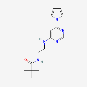 molecular formula C15H21N5O B2505502 N-(2-((6-(1H-吡咯-1-基)嘧啶-4-基)氨基)乙基)叔丁酰胺 CAS No. 1421493-66-4