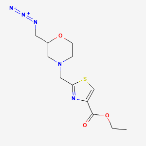 molecular formula C12H17N5O3S B2505505 Ethyl 2-[[2-(azidomethyl)morpholin-4-yl]methyl]-1,3-thiazole-4-carboxylate CAS No. 2174008-10-5