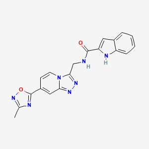 molecular formula C19H15N7O2 B2505512 N-{[7-(3-甲基-1,2,4-恶二唑-5-基)[1,2,4]三唑并[4,3-a]吡啶-3-基]甲基}-1H-吲哚-2-甲酰胺 CAS No. 1775354-75-0