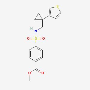 molecular formula C16H17NO4S2 B2505513 Methyl 4-[(1-thiophen-3-ylcyclopropyl)methylsulfamoyl]benzoate CAS No. 2415503-72-7