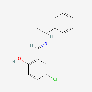 molecular formula C15H14ClNO B2505523 4-chloro-2-{(E)-[(1-phenylethyl)imino]methyl}phenol CAS No. 59004-65-8