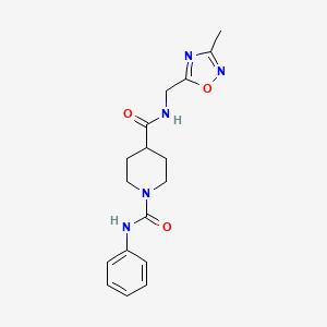 molecular formula C17H21N5O3 B2505538 N4-((3-methyl-1,2,4-oxadiazol-5-yl)methyl)-N1-phenylpiperidine-1,4-dicarboxamide CAS No. 1334374-93-4