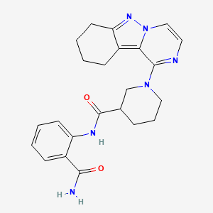 molecular formula C23H26N6O2 B2505542 N-(2-carbamoylphenyl)-1-{7H,8H,9H,10H-pyrazino[1,2-b]indazol-1-yl}piperidine-3-carboxamide CAS No. 2415630-32-7