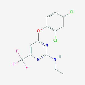 molecular formula C13H10Cl2F3N3O B2505554 4-(2,4-dichlorophenoxy)-N-ethyl-6-(trifluoromethyl)pyrimidin-2-amine CAS No. 339011-14-2