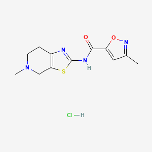 molecular formula C12H15ClN4O2S B2505565 3-methyl-N-(5-methyl-4,5,6,7-tetrahydrothiazolo[5,4-c]pyridin-2-yl)isoxazole-5-carboxamide hydrochloride CAS No. 1189694-52-7