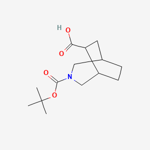 molecular formula C14H23NO4 B2505568 3-[(2-Methylpropan-2-yl)oxycarbonyl]-3-azabicyclo[3.2.2]nonane-6-carboxylic acid CAS No. 2361644-64-4