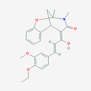 molecular formula C25H27NO5 B2505570 (5Z)-5-[(2E)-3-(4-ethoxy-3-methoxyphenyl)-1-hydroxyprop-2-enylidene]-2,3-dimethyl-2,3,5,6-tetrahydro-4H-2,6-methano-1,3-benzoxazocin-4-one CAS No. 899904-29-1