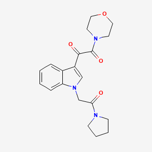 molecular formula C20H23N3O4 B2505573 1-吗啉-4-基-2-[1-(2-氧代-2-吡咯烷-1-基乙基)吲哚-3-基]乙烷-1,2-二酮 CAS No. 865413-54-3
