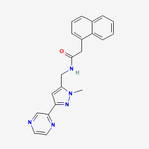 molecular formula C21H19N5O B2505576 N-((1-methyl-3-(pyrazin-2-yl)-1H-pyrazol-5-yl)methyl)-2-(naphthalen-1-yl)acetamide CAS No. 2034602-85-0
