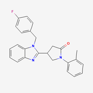 molecular formula C25H22FN3O B2505579 4-(1-(4-fluorobenzyl)-1H-benzo[d]imidazol-2-yl)-1-(o-tolyl)pyrrolidin-2-one CAS No. 573974-88-6
