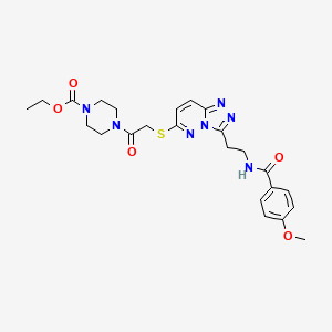 molecular formula C24H29N7O5S B2505593 Ethyl 4-(2-((3-(2-(4-methoxybenzamido)ethyl)-[1,2,4]triazolo[4,3-b]pyridazin-6-yl)thio)acetyl)piperazine-1-carboxylate CAS No. 872995-47-6