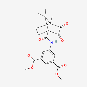 molecular formula C21H23NO7 B2505605 Dimethyl 5-(4,7,7-trimethyl-2,3-dioxobicyclo[2.2.1]heptane-1-carboxamido)isophthalate CAS No. 622356-17-6