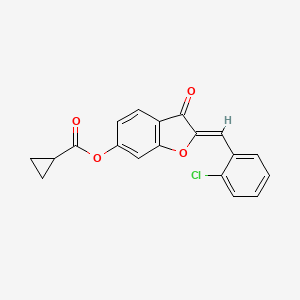 molecular formula C19H13ClO4 B2505606 (Z)-2-(2-氯苄叉亚甲基)-3-氧代-2,3-二氢苯并呋喃-6-基环丙烷甲酸酯 CAS No. 847375-69-3