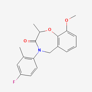molecular formula C18H18FNO3 B2505610 4-(4-fluoro-2-methylphenyl)-9-methoxy-2-methyl-4,5-dihydro-1,4-benzoxazepin-3(2H)-one CAS No. 1396862-99-9