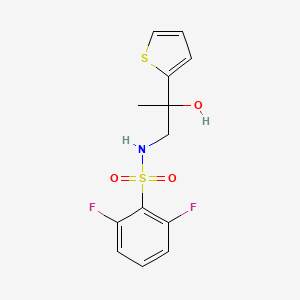 molecular formula C13H13F2NO3S2 B2505613 2,6-二氟-N-(2-羟基-2-(噻吩-2-基)丙基)苯磺酰胺 CAS No. 1351630-84-6