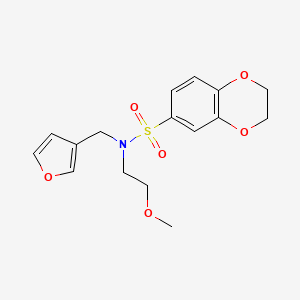 molecular formula C16H19NO6S B2505614 N-(呋喃-3-基甲基)-N-(2-甲氧基乙基)-2,3-二氢苯并[b][1,4]二噁烷-6-磺酰胺 CAS No. 1421507-86-9