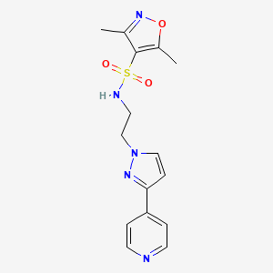 molecular formula C15H17N5O3S B2505623 3,5-dimethyl-N-(2-(3-(pyridin-4-yl)-1H-pyrazol-1-yl)ethyl)isoxazole-4-sulfonamide CAS No. 1448051-03-3