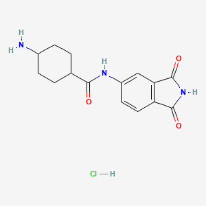 molecular formula C15H18ClN3O3 B2505632 4-amino-N-(1,3-dioxo-2,3-dihydro-1H-isoindol-5-yl)cyclohexane-1-carboxamide hydrochloride CAS No. 1803597-88-7