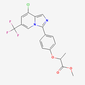 molecular formula C18H14ClF3N2O3 B2505639 2-{4-[8-氯-6-(三氟甲基)咪唑并[1,5-a]吡啶-3-基]苯氧基}丙酸甲酯 CAS No. 2085690-12-4