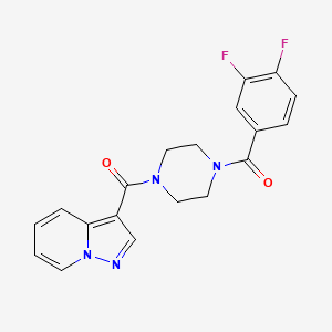molecular formula C19H16F2N4O2 B2505642 (4-(3,4-二氟苯甲酰)哌嗪-1-基)(吡唑并[1,5-a]吡啶-3-基)甲酮 CAS No. 1396765-98-2