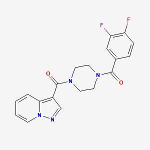 molecular formula C19H16F2N4O2 B2505642 (3,4-二氟苯甲酰)哌嗪-1-基(吡唑并[1,5-a]吡啶-3-基)甲酮 CAS No. 1396765-98-2