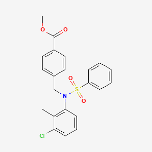 molecular formula C22H20ClNO4S B2505647 Methyl 4-([(3-chloro-2-methylphenyl)(phenylsulfonyl)amino]methyl)benzoate CAS No. 591744-38-6
