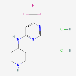 molecular formula C10H15Cl2F3N4 B2505667 N-(Piperidin-4-yl)-6-(trifluoromethyl)pyrimidin-4-amine dihydrochloride CAS No. 1448854-92-9