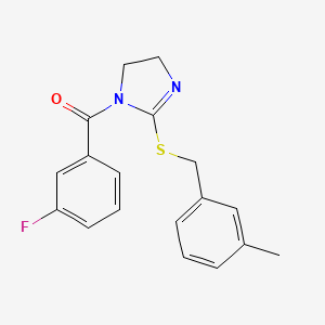 (3-fluorophenyl)(2-((3-methylbenzyl)thio)-4,5-dihydro-1H-imidazol-1-yl)methanone