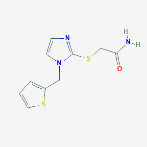 molecular formula C10H11N3OS2 B2505671 2-((1-(thiophen-2-ylmethyl)-1H-imidazol-2-yl)thio)acetamide CAS No. 921467-43-8