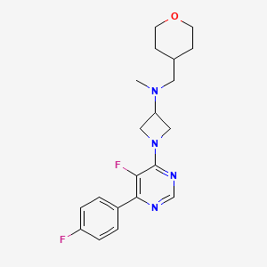 molecular formula C20H24F2N4O B2505677 1-[5-Fluoro-6-(4-fluorophenyl)pyrimidin-4-yl]-N-methyl-N-(oxan-4-ylmethyl)azetidin-3-amine CAS No. 2380087-61-4