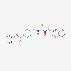 molecular formula C22H23N3O6 B2505685 苯基4-((2-(苯并[d][1,3]二氧杂环-5-氨基)-2-氧代乙酰氨基)甲基)哌啶-1-羧酸酯 CAS No. 1234951-14-4
