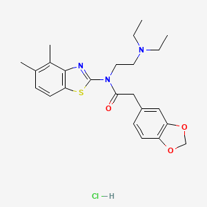 molecular formula C24H30ClN3O3S B2505705 2-(benzo[d][1,3]dioxol-5-yl)-N-(2-(diethylamino)ethyl)-N-(4,5-dimethylbenzo[d]thiazol-2-yl)acetamide hydrochloride CAS No. 1189906-78-2