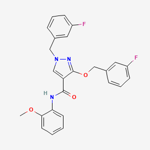molecular formula C25H21F2N3O3 B2505718 1-(3-fluorobenzyl)-3-((3-fluorobenzyl)oxy)-N-(2-methoxyphenyl)-1H-pyrazole-4-carboxamide CAS No. 1013758-21-8