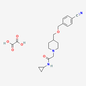 molecular formula C21H27N3O6 B2505730 2-(4-(((4-cyanobenzyl)oxy)methyl)piperidin-1-yl)-N-cyclopropylacetamide oxalate CAS No. 1396879-56-3