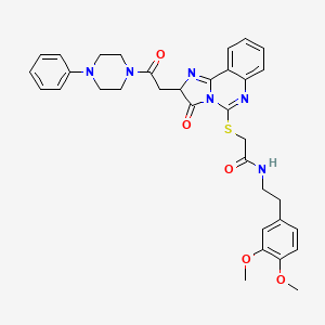 molecular formula C34H36N6O5S B2505732 N-[2-(3,4-dimethoxyphenyl)ethyl]-2-({3-oxo-2-[2-oxo-2-(4-phenylpiperazin-1-yl)ethyl]-2H,3H-imidazo[1,2-c]quinazolin-5-yl}sulfanyl)acetamide CAS No. 1173768-30-3