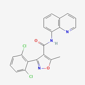 molecular formula C20H13Cl2N3O2 B2505740 3-(2,6-dichlorophenyl)-5-methyl-N-quinolin-8-yl-1,2-oxazole-4-carboxamide CAS No. 946386-97-6