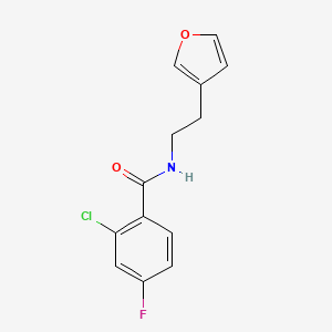 molecular formula C13H11ClFNO2 B2505743 2-chloro-4-fluoro-N-(2-(furan-3-yl)ethyl)benzamide CAS No. 1428371-94-1
