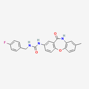 molecular formula C22H18FN3O3 B2505745 1-(4-Fluorobenzyl)-3-(8-methyl-11-oxo-10,11-dihydrodibenzo[b,f][1,4]oxazepin-2-yl)urea CAS No. 1203016-36-7