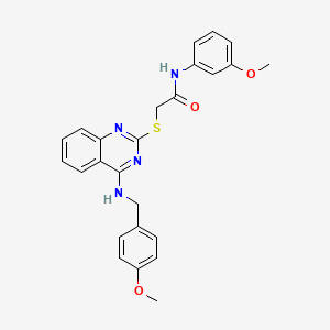molecular formula C25H24N4O3S B2505749 2-((4-((4-methoxybenzyl)amino)quinazolin-2-yl)thio)-N-(3-methoxyphenyl)acetamide CAS No. 688355-44-4