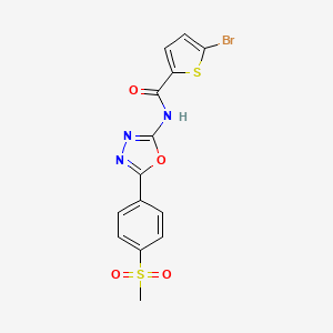 molecular formula C14H10BrN3O4S2 B2505750 5-bromo-N-(5-(4-(methylsulfonyl)phenyl)-1,3,4-oxadiazol-2-yl)thiophene-2-carboxamide CAS No. 886911-01-9