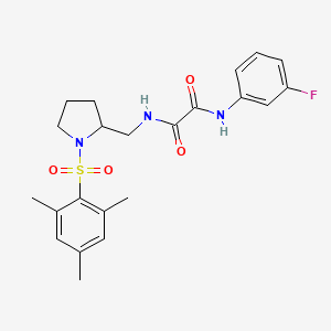 molecular formula C22H26FN3O4S B2505753 N1-(3-氟苯基)-N2-((1-(间甲苯磺酰基)吡咯烷-2-基)甲基)草酰胺 CAS No. 896281-66-6